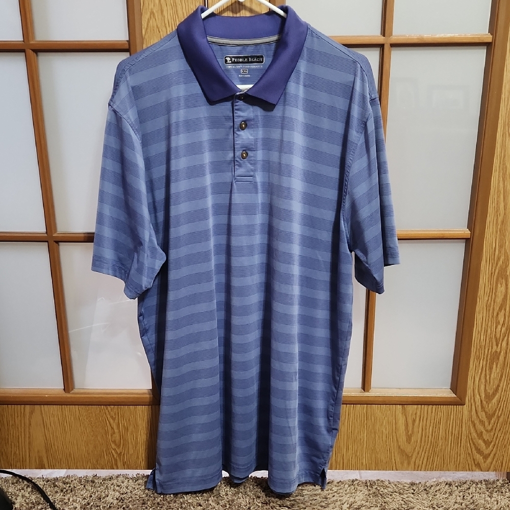 Pebble Beach Men's Purple Striped Golf Shirt